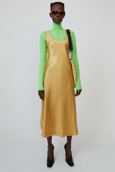 Shop Acne Studios Satin Dress Yellow Gold
