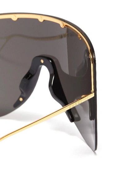 Shop Gucci Star Rivet Metal Oversized Ski Frame Sunglasses