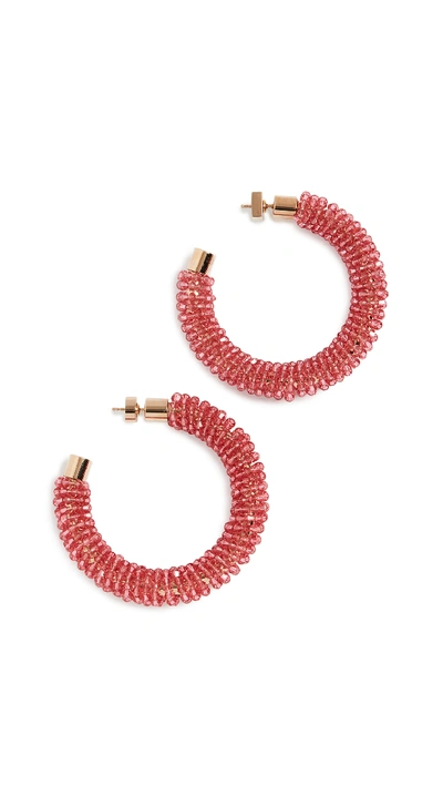 Shop Jacquemus Les Creoles Brila Swarovski Crystal Earrings In Pink