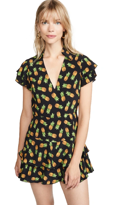 Shop Alice And Olivia Shay Ruffle Skort Romper In Pineapple Black