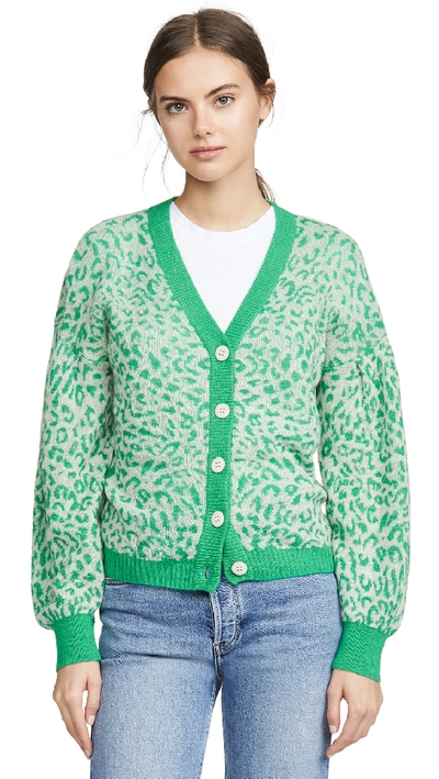 Shop Baum Und Pferdgarten Celine Cardigan In Green Metallic Leopard