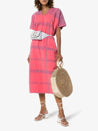 Shop Pippa Holt Embroidered Kaftan Midi Dress In Pink