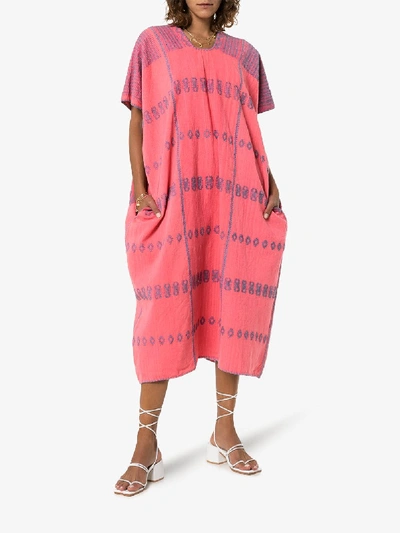 Shop Pippa Holt Embroidered Kaftan Midi Dress In Pink