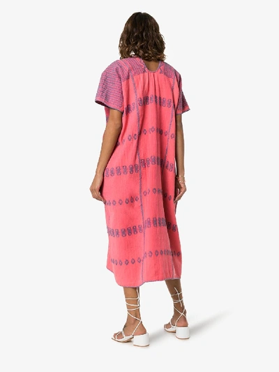 Shop Pippa Holt Embroidered Kaftan Midi Dress In Pink