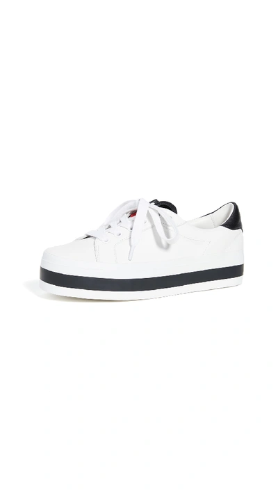 Shop Alice And Olivia Elisha Sneakers In White/black/poppy