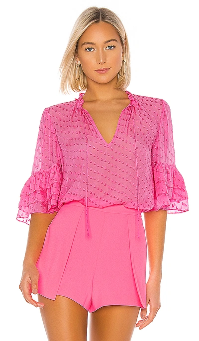Shop Alice And Olivia Julius Tier Sleeve Tunic Top In Hot Pink