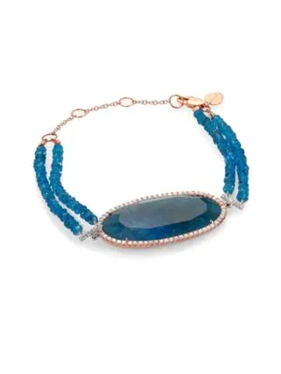 Shop Meira T Women's Apatite, Diamond & 14k Rose Gold Two-row Beaded Bracelet