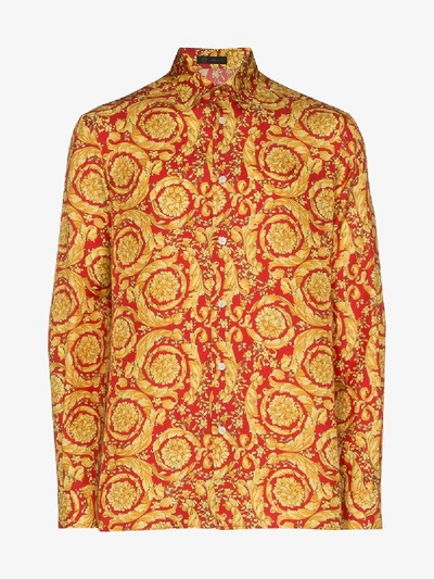 Shop Versace Baroque Print Shirt In Red