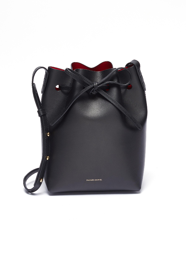 black mini bucket bag