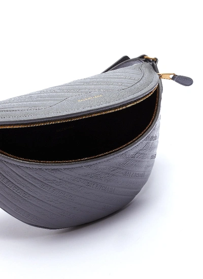 Shop Balenciaga 'souvenir Xs' Charm Logo Embossed Leather Bum Bag