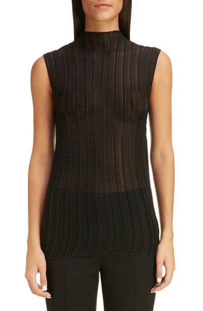 Shop Givenchy Pleated Crinkle Georgette Sleeveless Blouse In Black