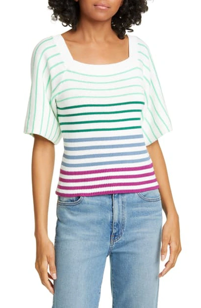 Shop Kate Spade Stripe Square Neck Sweater In French Cream Multi