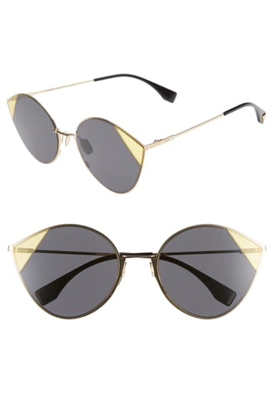 Shop Fendi 60mm Cat Eye Sunglasses - Antique Gold/ Grey