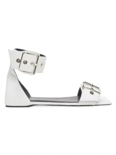 Shop Balenciaga Women's Belt Flat Leather Sandals In White