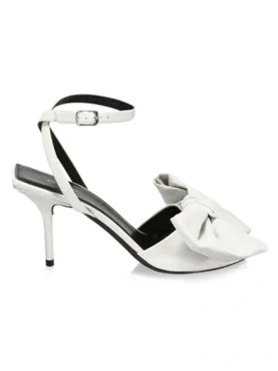 Shop Balenciaga Women's Square Knife Bow Leather Sandals In White