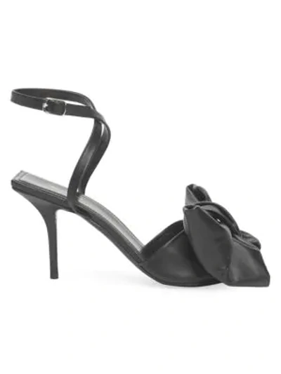 Shop Balenciaga Women's Square Knife Bow Leather Sandals In Black