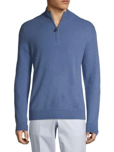 Shop Saks Fifth Avenue Half-zip Cashmere Sweater In Dark Slate
