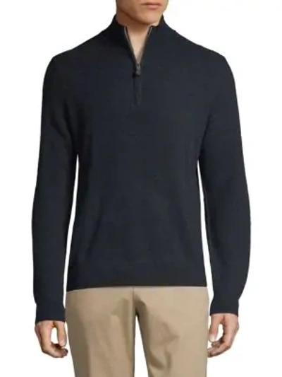 Shop Saks Fifth Avenue Half-zip Cashmere Sweater In Navy
