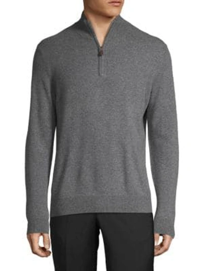 Shop Saks Fifth Avenue Half-zip Cashmere Sweater In Stone Grey