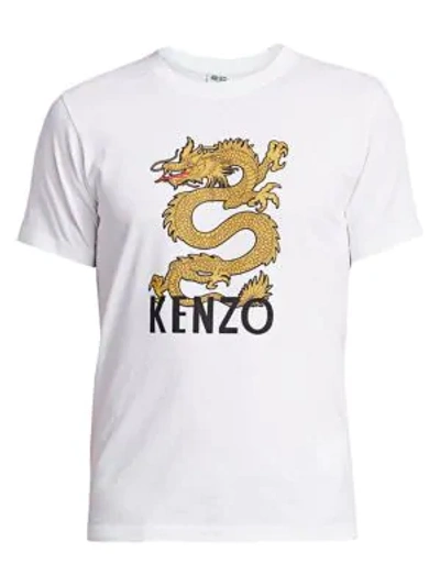 Shop Kenzo Dragon Graphic T-shirt In White