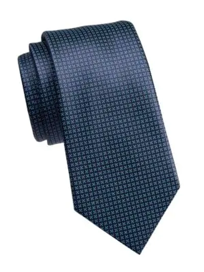 Shop Ermenegildo Zegna Silk Micro Neat Tie In Navy Blue