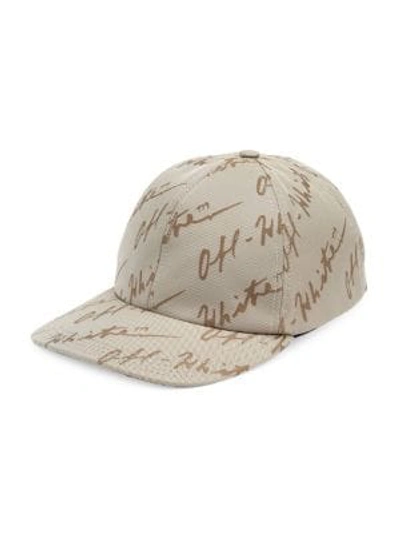 Shop Off-white Logo Jacquard Baseball Cap In Beige
