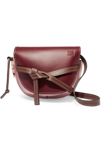 Shop Loewe Gate Small Color-block Leather Shoulder Bag In Burgundy