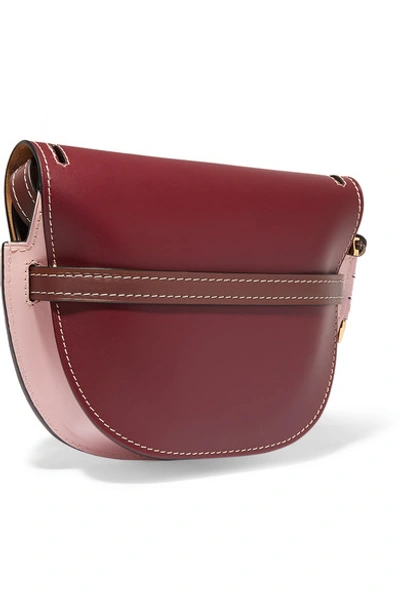 Shop Loewe Gate Small Color-block Leather Shoulder Bag In Burgundy