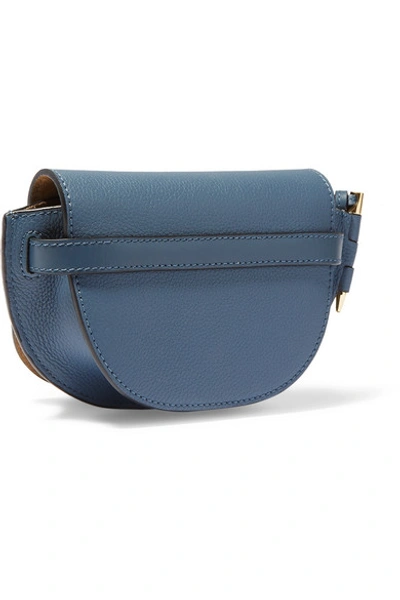 Shop Loewe Gate Mini Textured-leather Shoulder Bag In Storm Blue