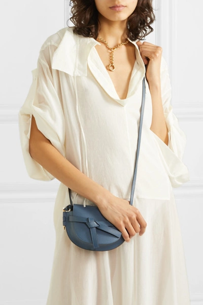 Shop Loewe Gate Mini Textured-leather Shoulder Bag In Storm Blue