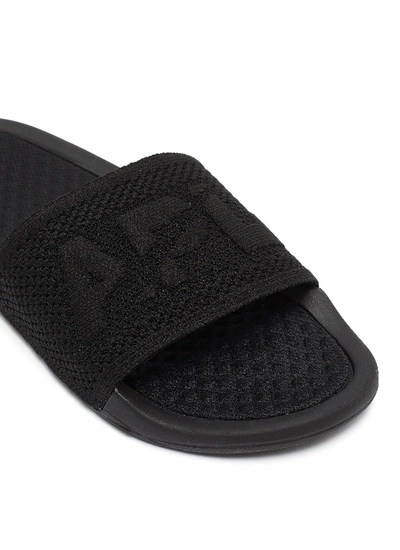 Shop Apl Athletic Propulsion Labs 'techloom' Logo Jacquard Knit Pool Slides In Black