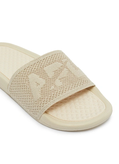 Shop Apl Athletic Propulsion Labs 'techloom' Logo Jacquard Knit Pool Slides In Parchment