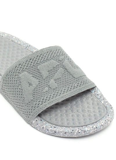 Shop Apl Athletic Propulsion Labs 'techloom' Logo Jacquard Knit Pool Slides In Chalk / Cement / Raindrop