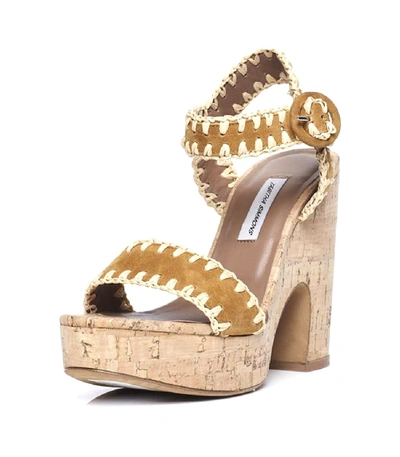 Shop Tabitha Simmons Elena Whipstitch Sandal In Luggage In Yellow