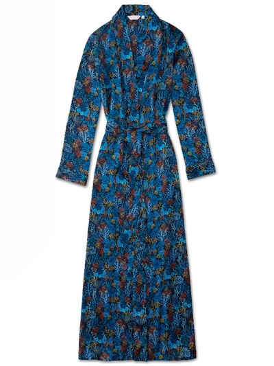 Shop Derek Rose Women's Full Length Dressing Gown Brindisi 42 Pure Silk Satin Multi