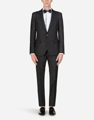 Shop Dolce & Gabbana Jacquard Martini Suit In Black