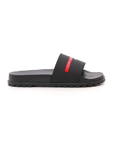 Shop Dsquared2 Logo Tape Slides In Black