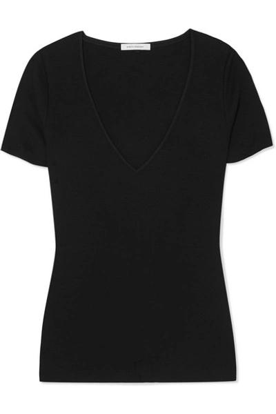 Shop Ninety Percent Net Sustain Marisa Ribbed Organic Cotton-jersey T-shirt In Black