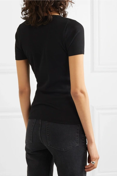 Shop Ninety Percent Net Sustain Marisa Ribbed Organic Cotton-jersey T-shirt In Black