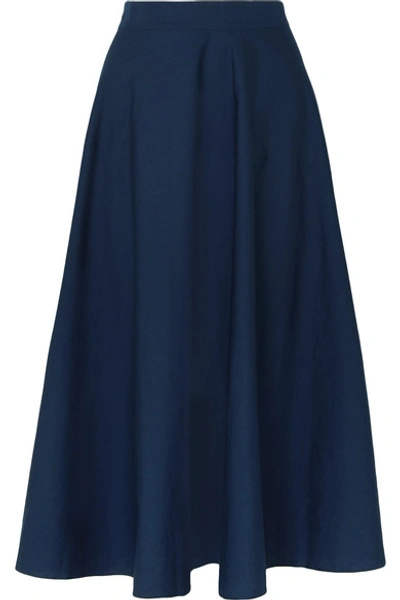 Shop Aross Girl X Soler Alex Cotton-poplin Midi Skirt In Navy