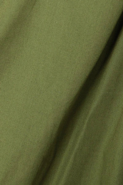 Shop Aross Girl X Soler Brooke Belted Cotton-poplin Top In Green