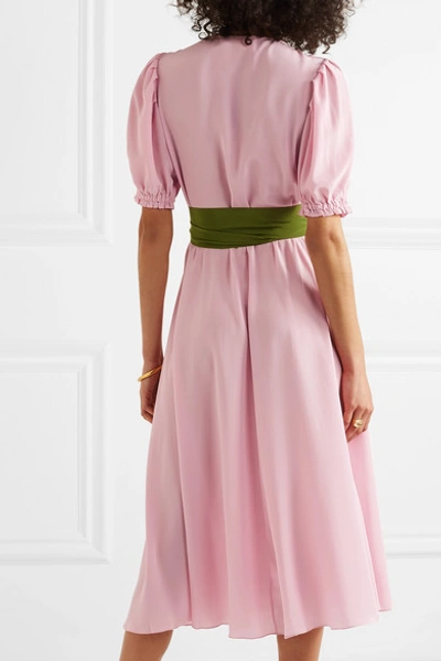 Shop Aross Girl X Soler Brooke Belted Silk Crepe De Chine Midi Dress In Blush