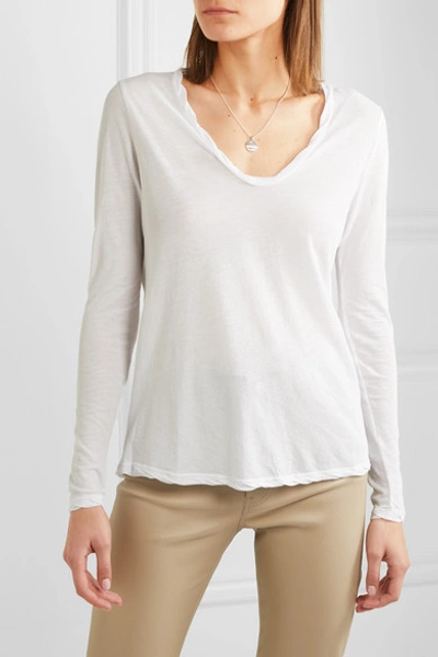 Shop James Perse Heather Cotton-jersey Top In White