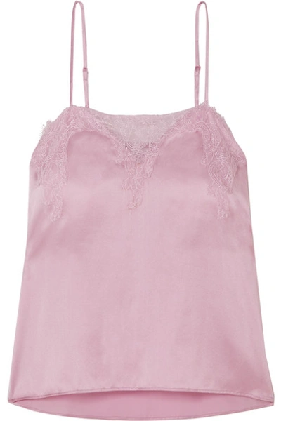 Shop Cami Nyc The Sweetheart Lace-trimmed Silk-charmeuse Camisole In Pink