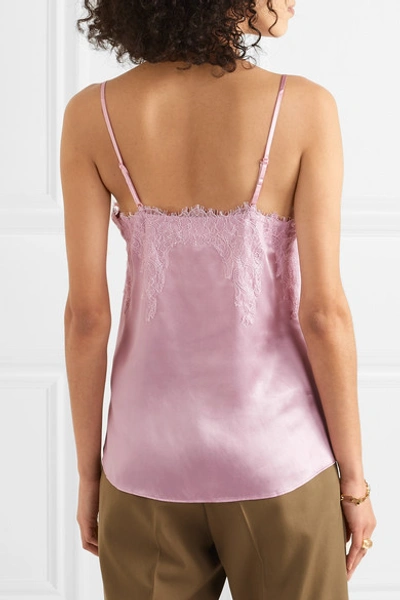 Shop Cami Nyc The Sweetheart Lace-trimmed Silk-charmeuse Camisole In Pink