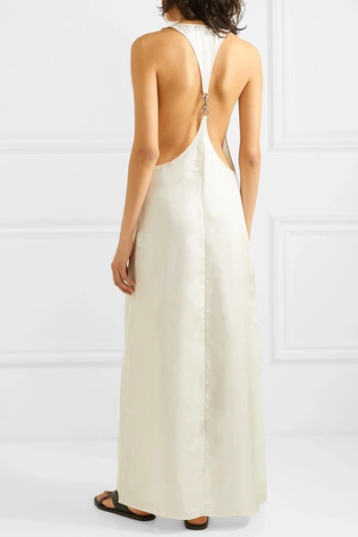 Shop Rudi Gernreich Embellished Silk-satin Maxi Dress In White