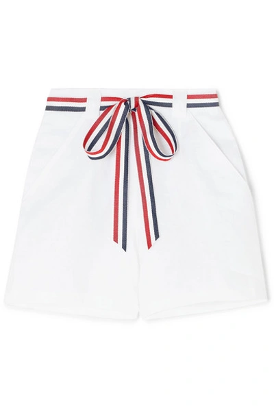 Shop Miguelina Linen Shorts In White