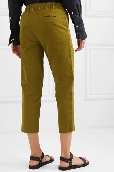 Shop Alex Mill Cropped Cotton-blend Twill Tapered Pants In Green