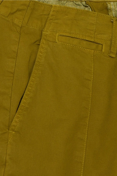 Shop Alex Mill Cropped Cotton-blend Twill Tapered Pants In Green