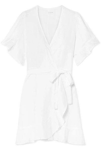 Shop Honorine Edie Linen Mini Wrap Dress In White
